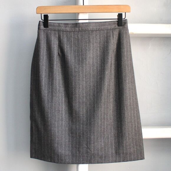 Kors Michael Kors Vintage Gray Pinstripe Wool Pencil Skirt Made In Italy Size 6 - Picture 1 of 4